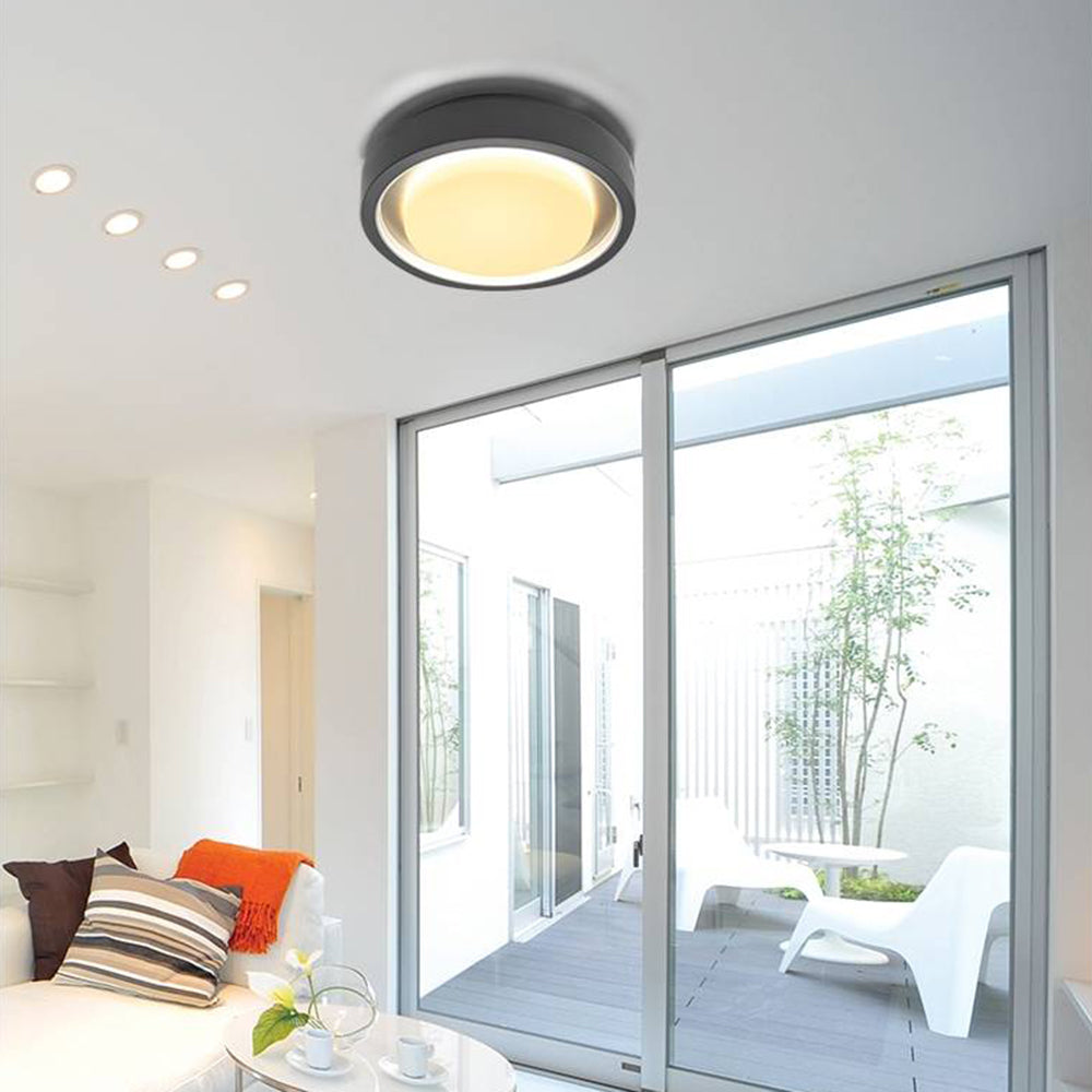 Ray aplică de perete pentru exterior neagră din metal, modernă, circulară, cu disc