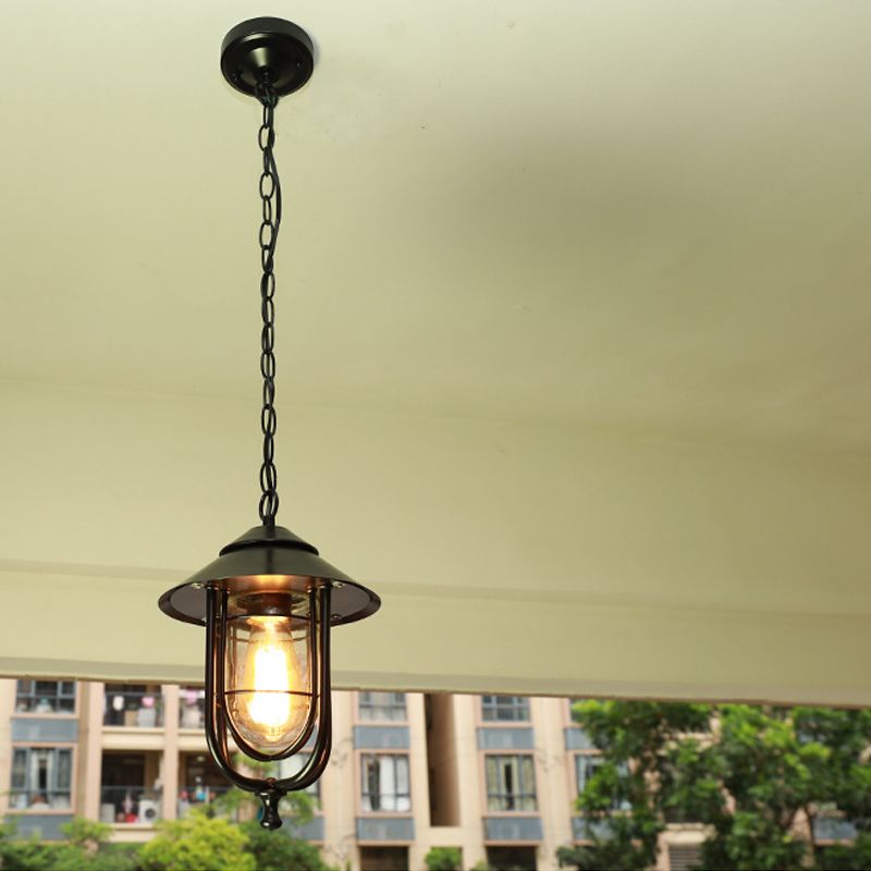 Ray lampă suspendată Lantern Retro metal, negru/bronz
