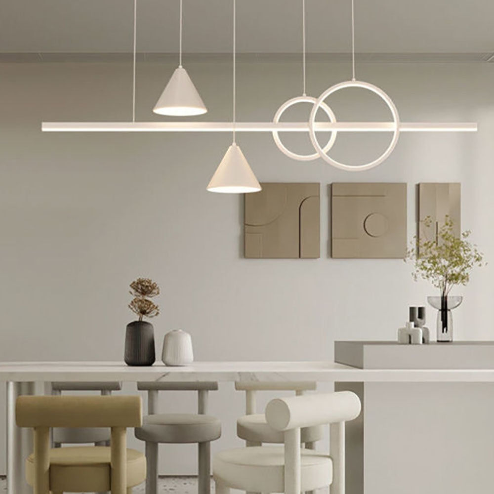 Arisha lampă suspendată contemporană cu stil geometric liniar din metal, alb/negru