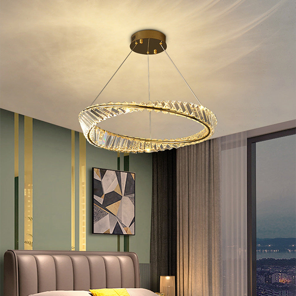 Kristy candelabru auriu din sticlă, modern, de lux, rotund