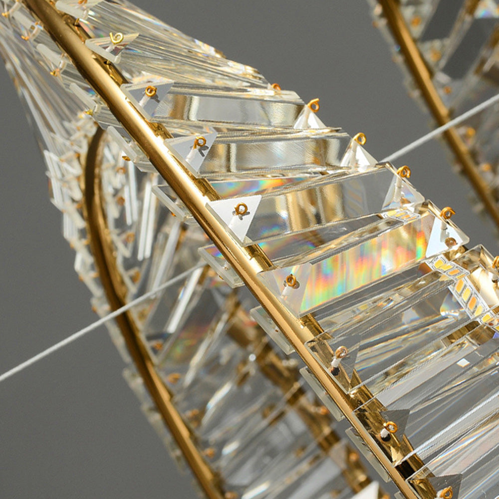 Kristy candelabru auriu din sticlă, modern, de lux, rotund