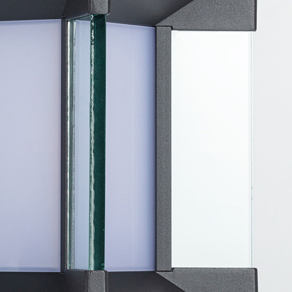 Ray modern Rectangular metal sticlă Outdoor Lamp, negru/negru-auriu
