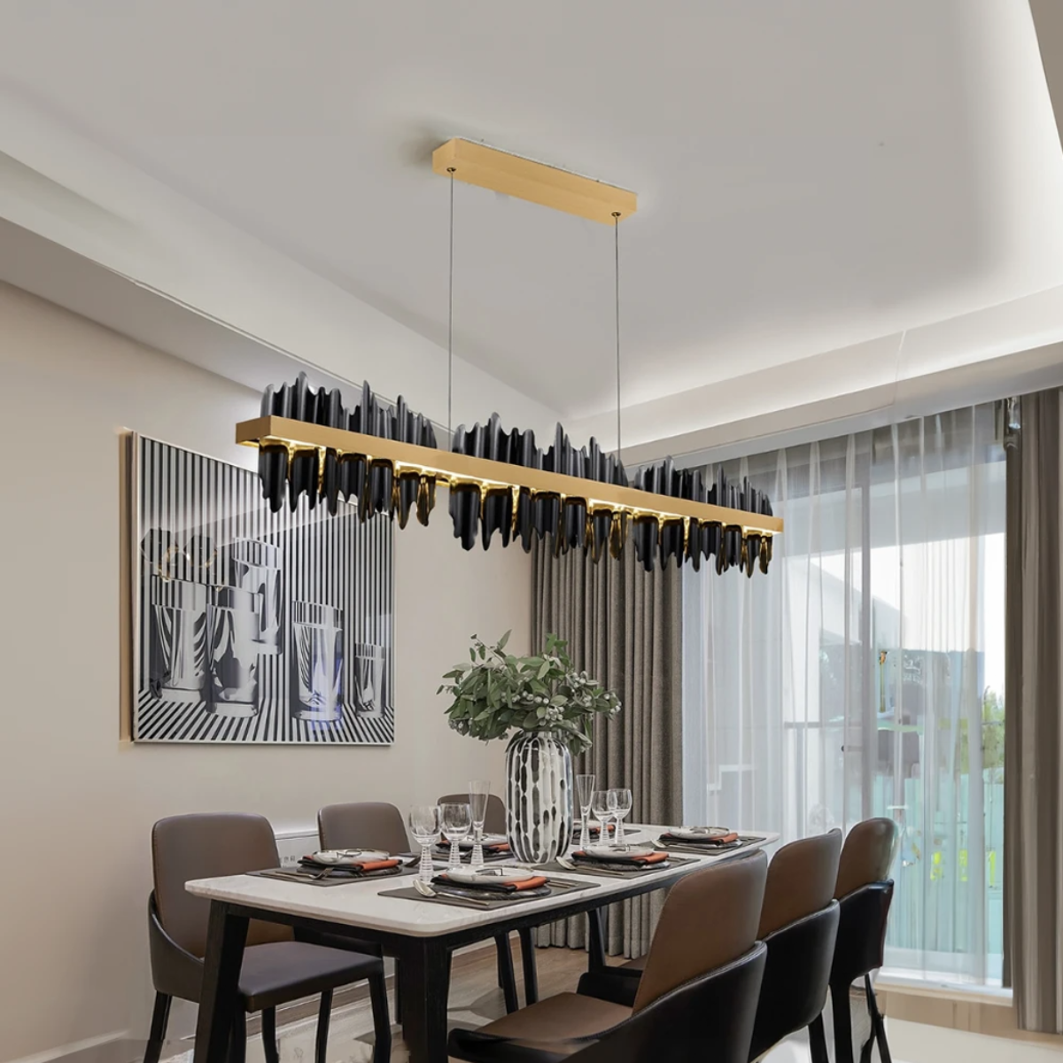 Kristy candelabru industrial Dreptunghiular metal Aur negru living