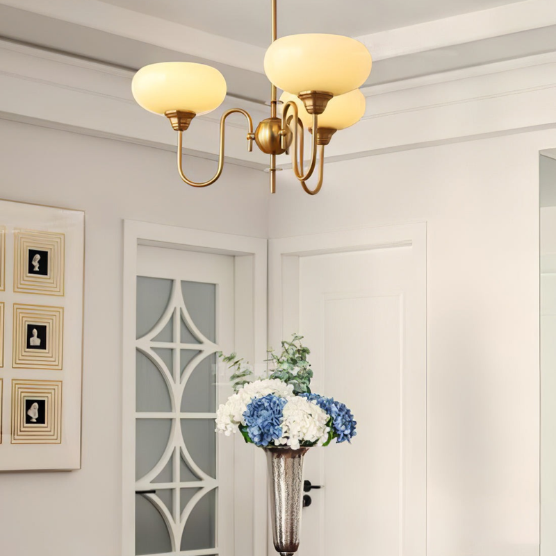 Arisha candelabru din metal și sticlă, vintage, LED, pentru living