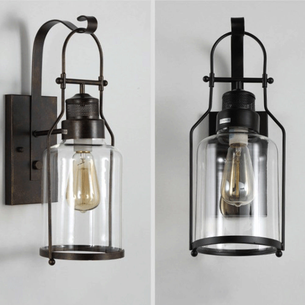 Silva aplică de perete Vintage Lantern sticlă/metal, negru/Ruginiu