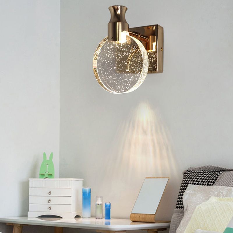 Kristy modern Round cristal oglindă aplică de perete, auriu/crom
