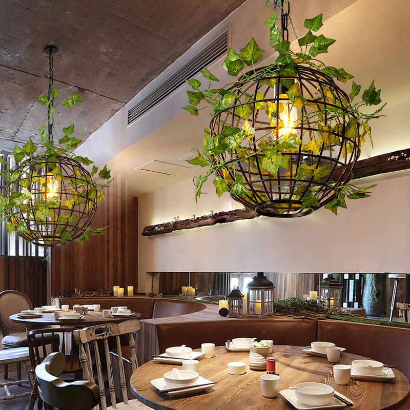 Ritta lampă suspendată în stil rustic cu artă botanică Art Deco glob