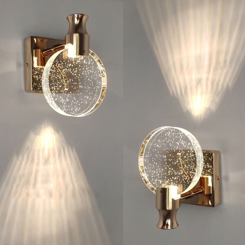 Kristy modern Round cristal oglindă aplică de perete, auriu/crom