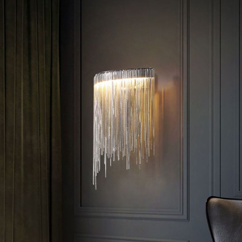 Arisha aplică de perete decorativă/modernă, lanț cu frângere, argintiu, living
