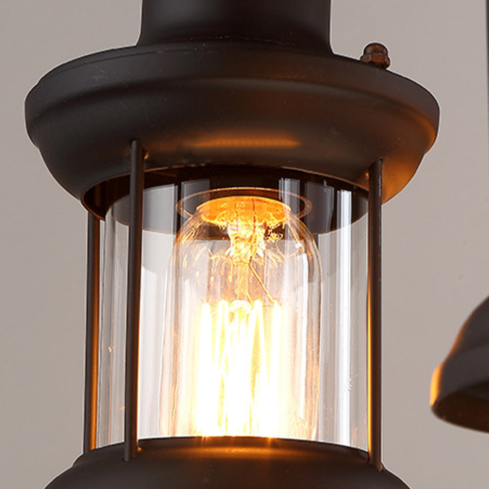 Epoch lampă suspendată Retro Gherghină din metal și lemn, 6 surse de lumină