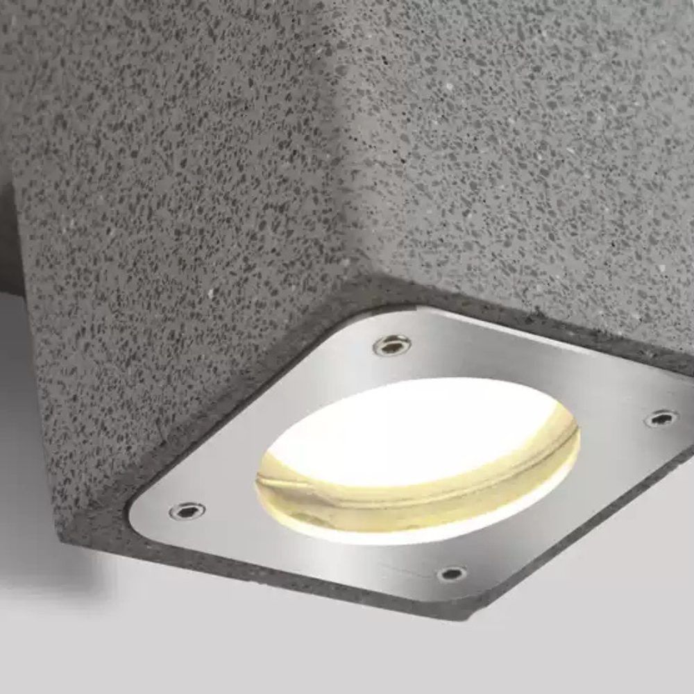 Ray aplică de perete pentru exterior minimalist din ciment pătrat, alb