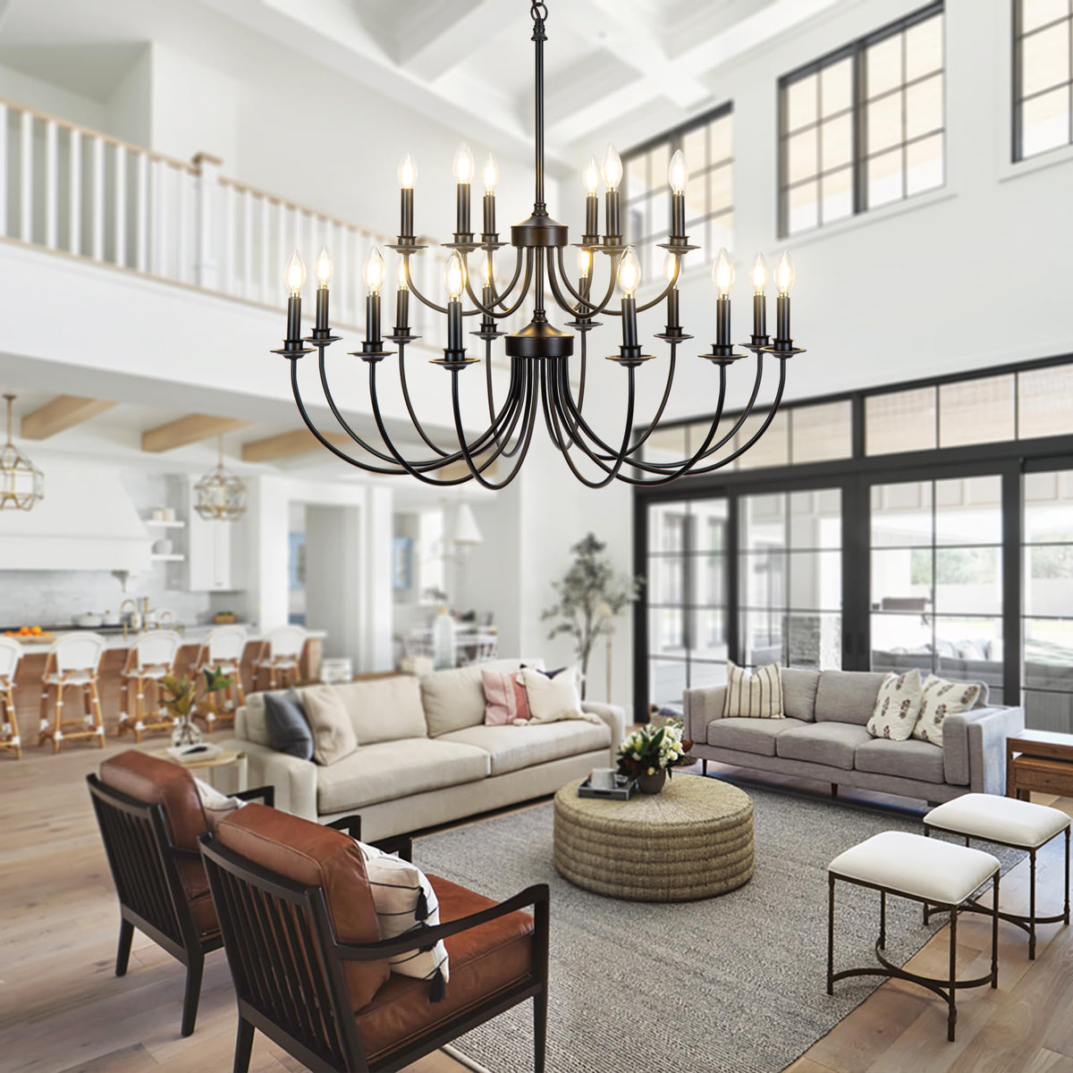 Silva candelabru LED din metal negru pentru dormitor living