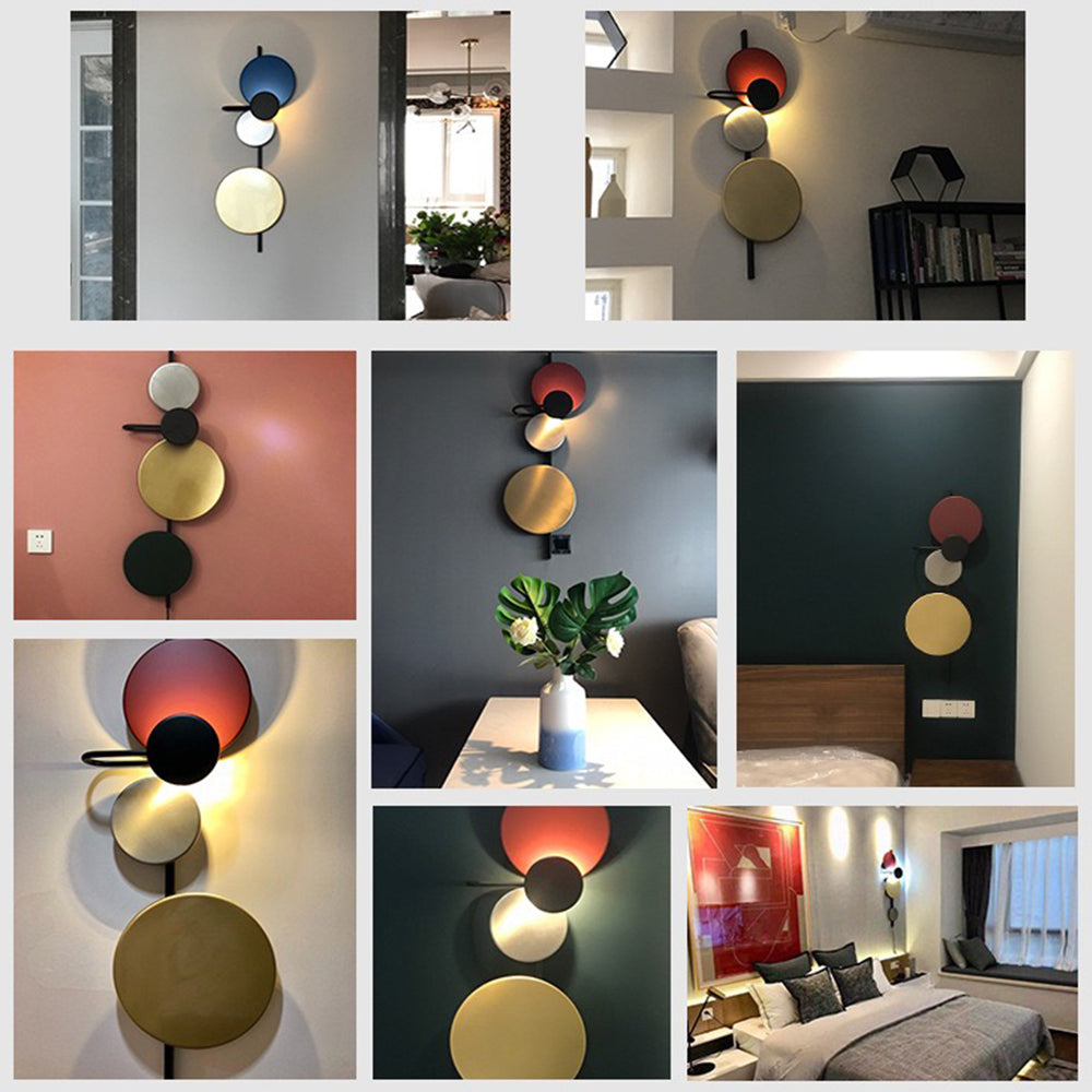 Aira aplică de perete din metal, modernă, în stil Art Deco, circulară, multicoloră
