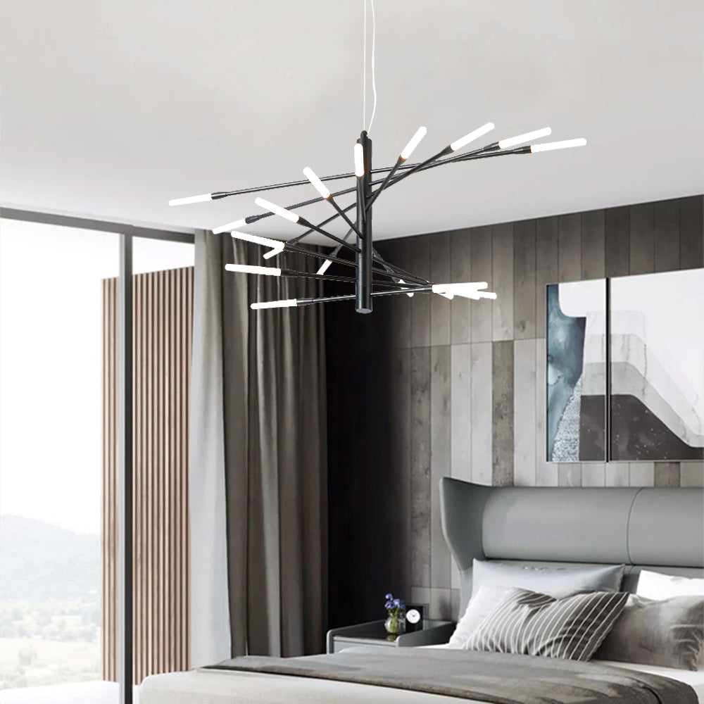 Arisha candelabru modern Focuri de Artificii Rotative, negru/Aur, pentru Sală de living/Galerie de Artă