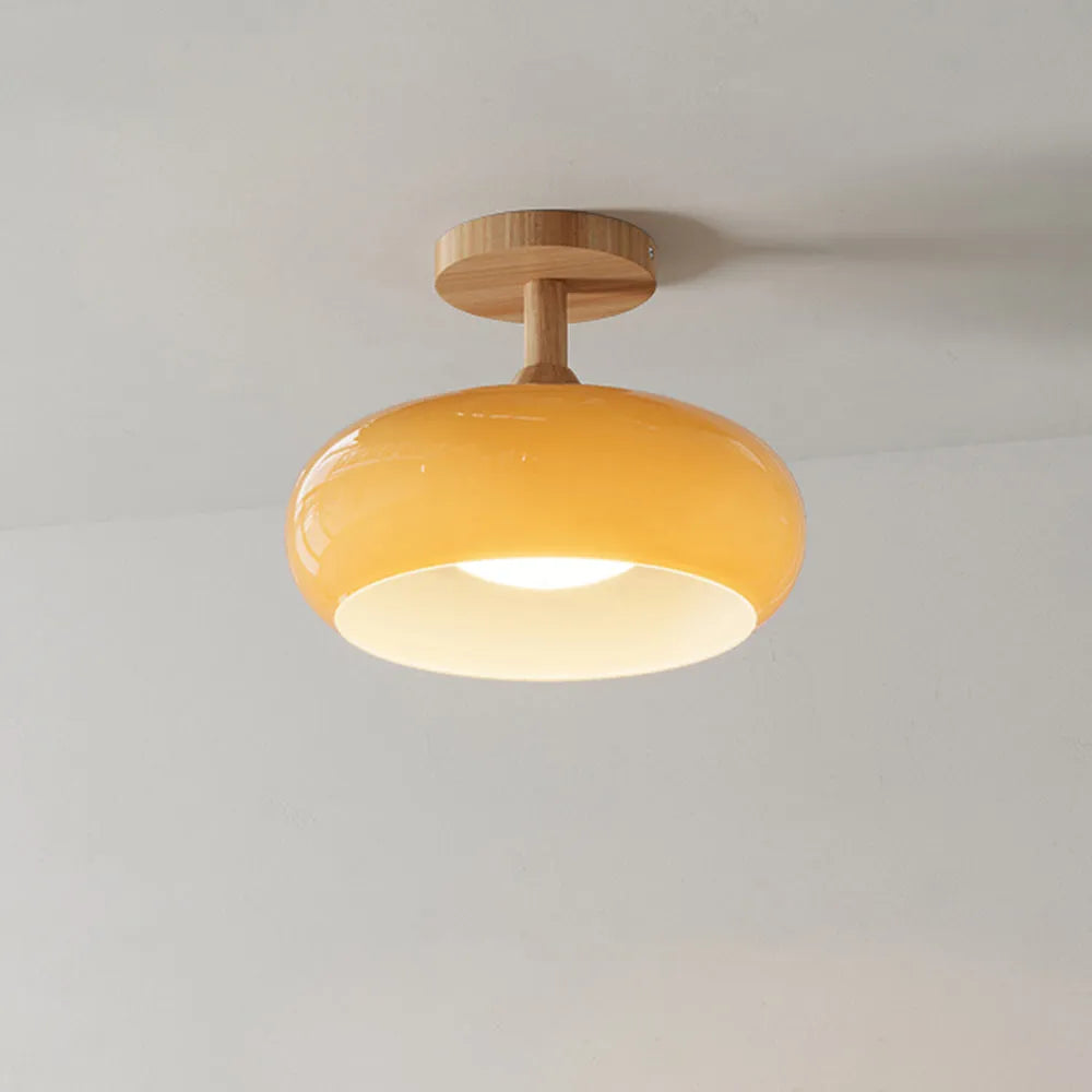 Valentina plafonieră aplicată lemn/sticlă alb/portocaliu, în stil minimalist