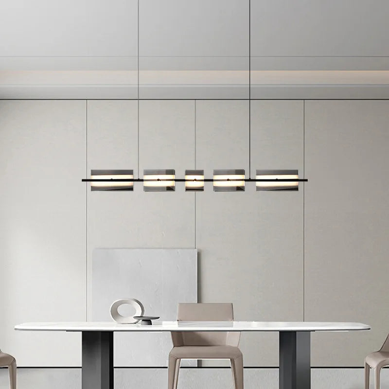 Arisha modern Nordic Linear metal/sticlă lampă suspendată, Alama neagră