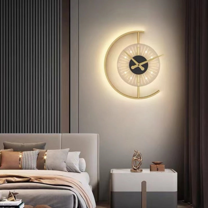 Arisha modern Clock metal/ LED aplică de perete, negru/auriu