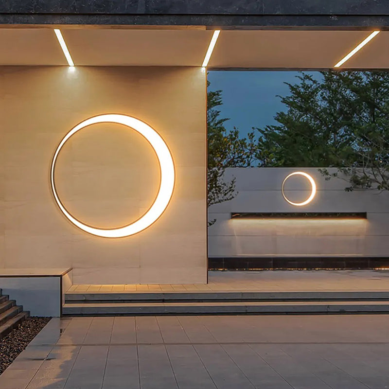 Ray aplică de perete pentru exterior Art Deco inel cu lumina lunară