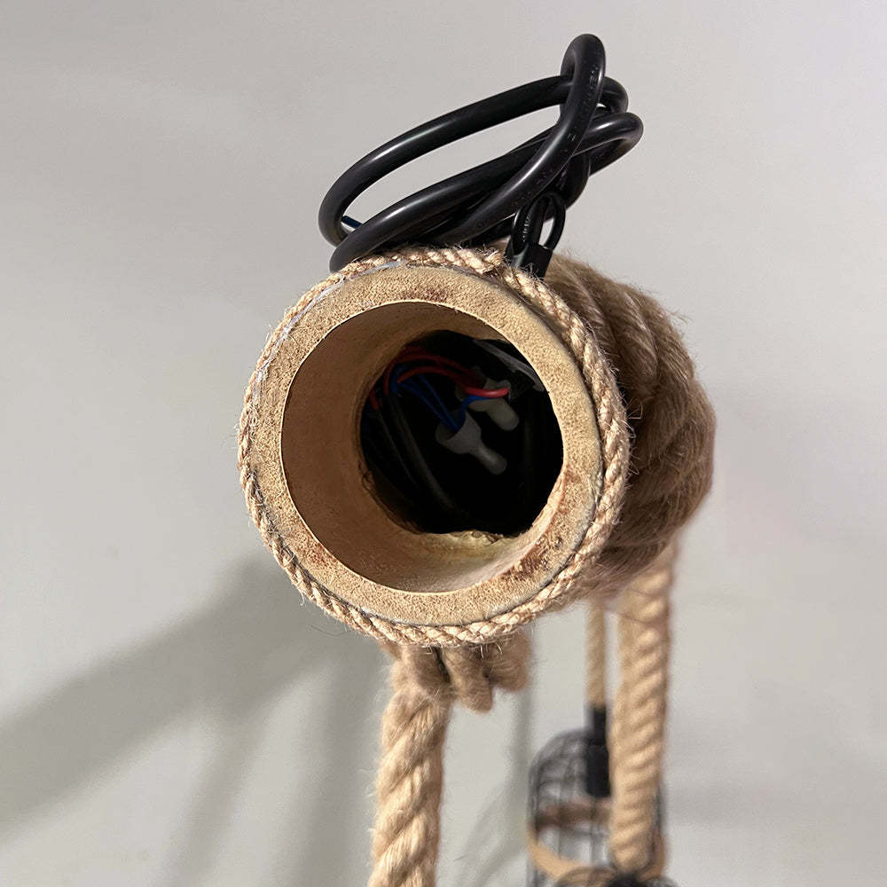 Silva Vintage 3 surse de lumină lemn coardă lampă suspendată