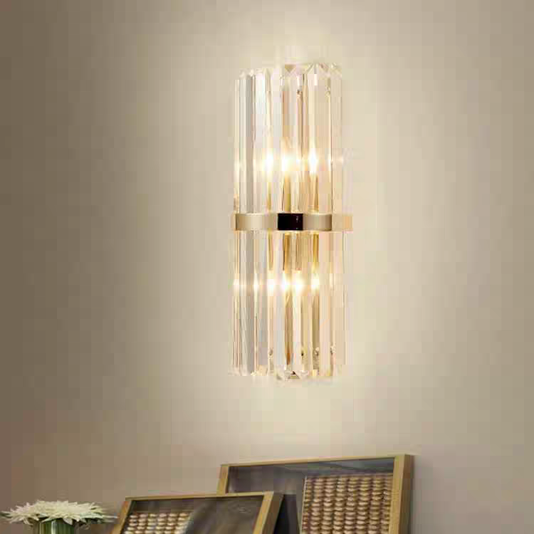 Ray aplică de perete cilindrică modernă din metal/cristal, aur