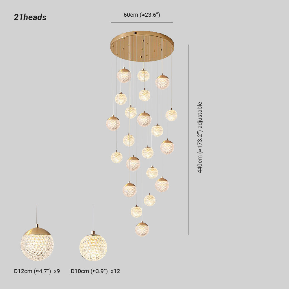 Arisha lampă suspendată Art Deco Jibril multi-etaj modern, aur