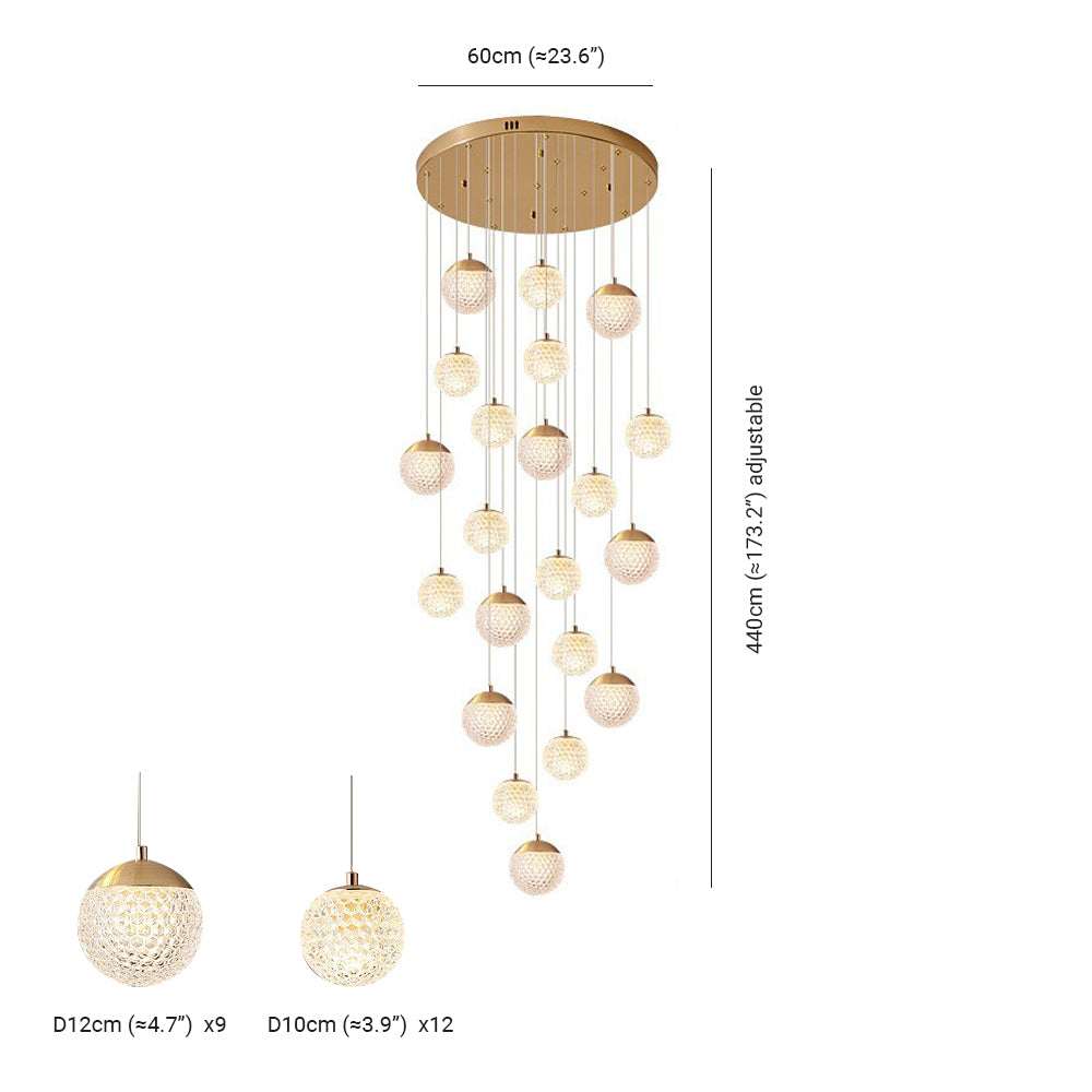 Arisha lampă suspendată Art Deco Jibril multi-etaj modern, aur