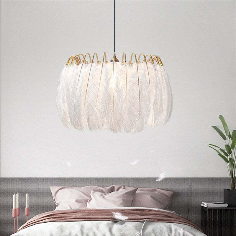 O'Moore lampă suspendată Elegantă cu Pene, negru/alb, dormitor/Cameră de Zi