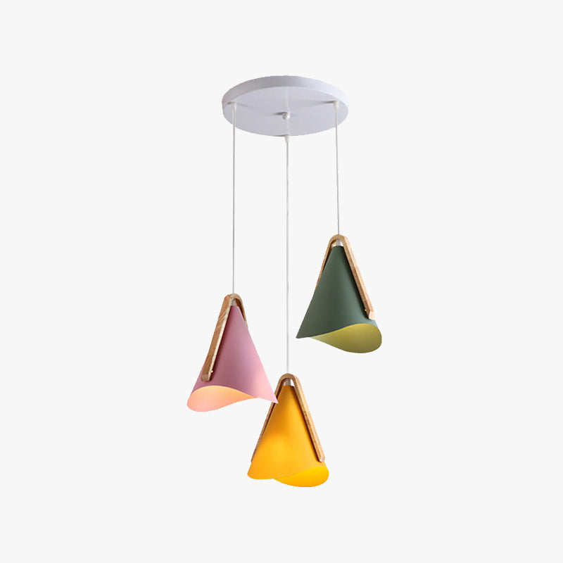 Valentina lampă suspendată modernă Conic, lemn/metal