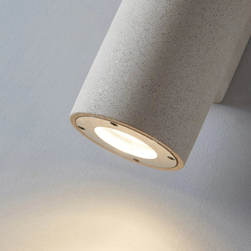 Ray aplică de perete pentru exterior minimalist cilindric cu două surse de lumină din ciment, negru/alb