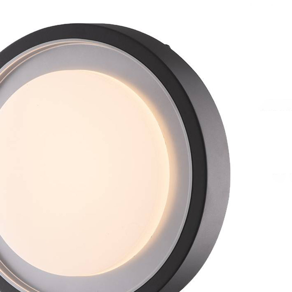 Ray aplică de perete pentru exterior neagră din metal, modernă, circulară, cu disc