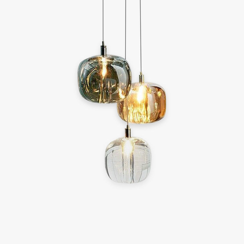 Valentina modern Bubble sticlă LED lampă suspendată, Culoare: chihlimbariu/Transparent/Gri