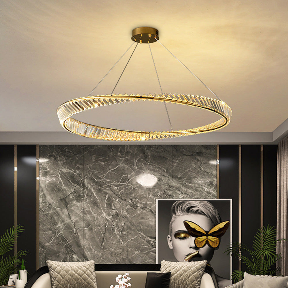 Kristy candelabru auriu din sticlă, modern, de lux, rotund
