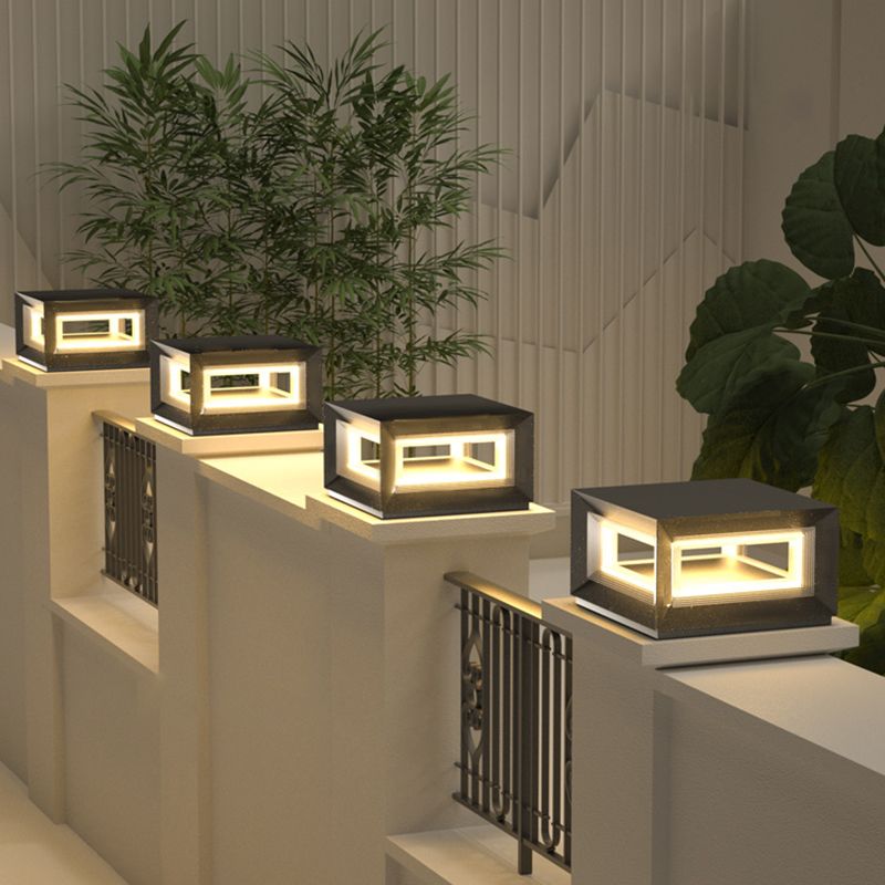 Ray lampă suspendată contemporană LED din metal pentru exterior, neagră