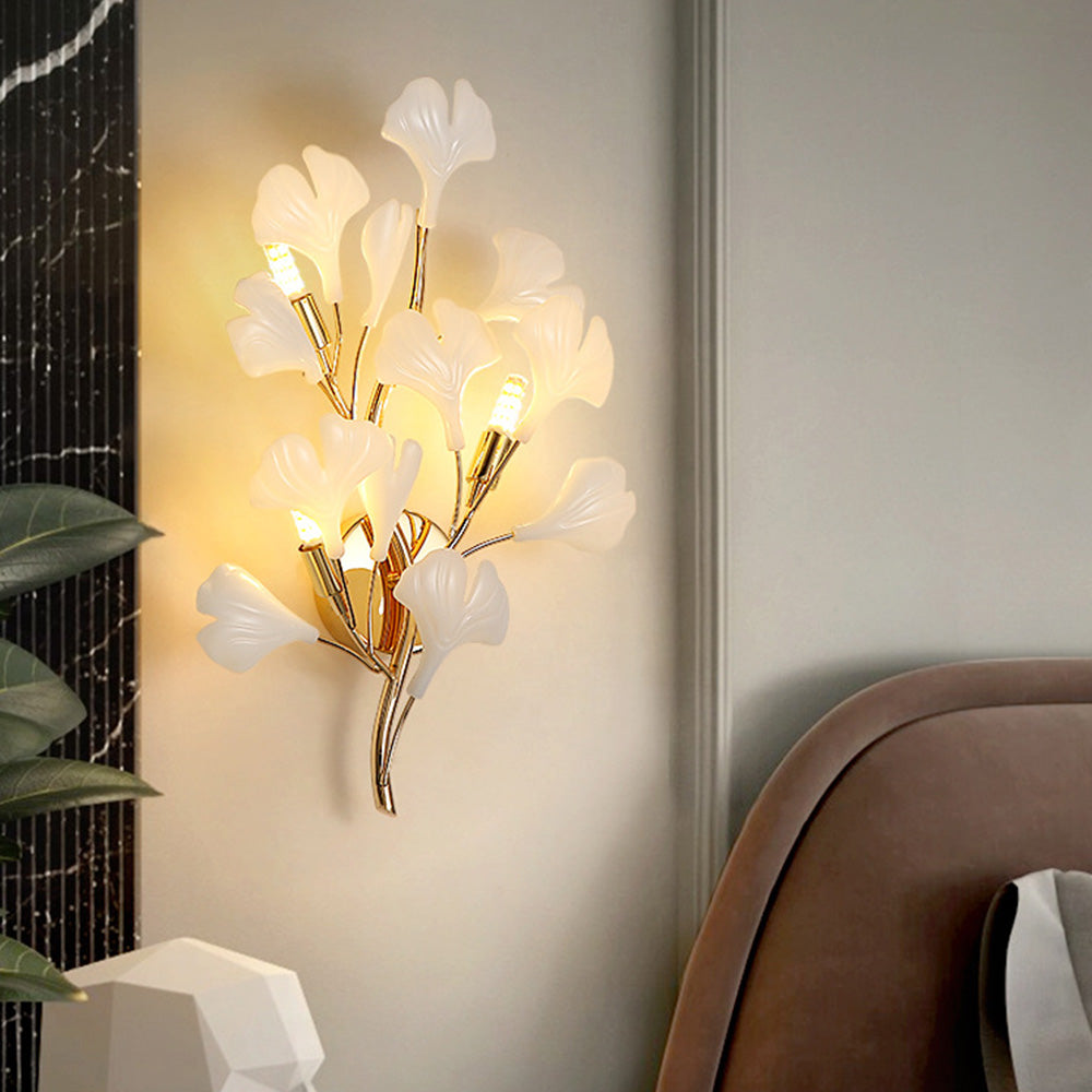 Olivia Decorative floare în stil ceramic alb aurit aplică de perete