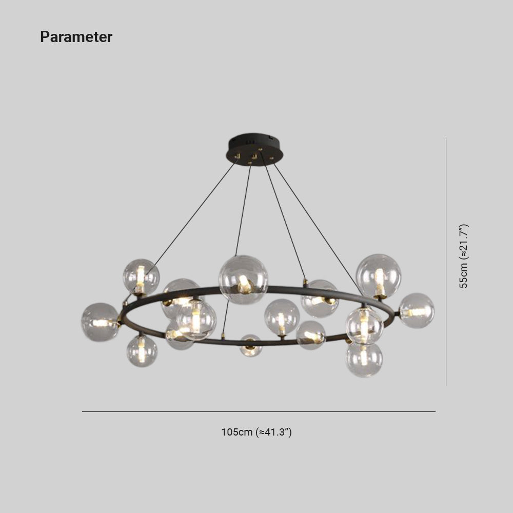 Valentina candelabru modern din sticlă cu sferă și inel, Culoare: Aur/negru