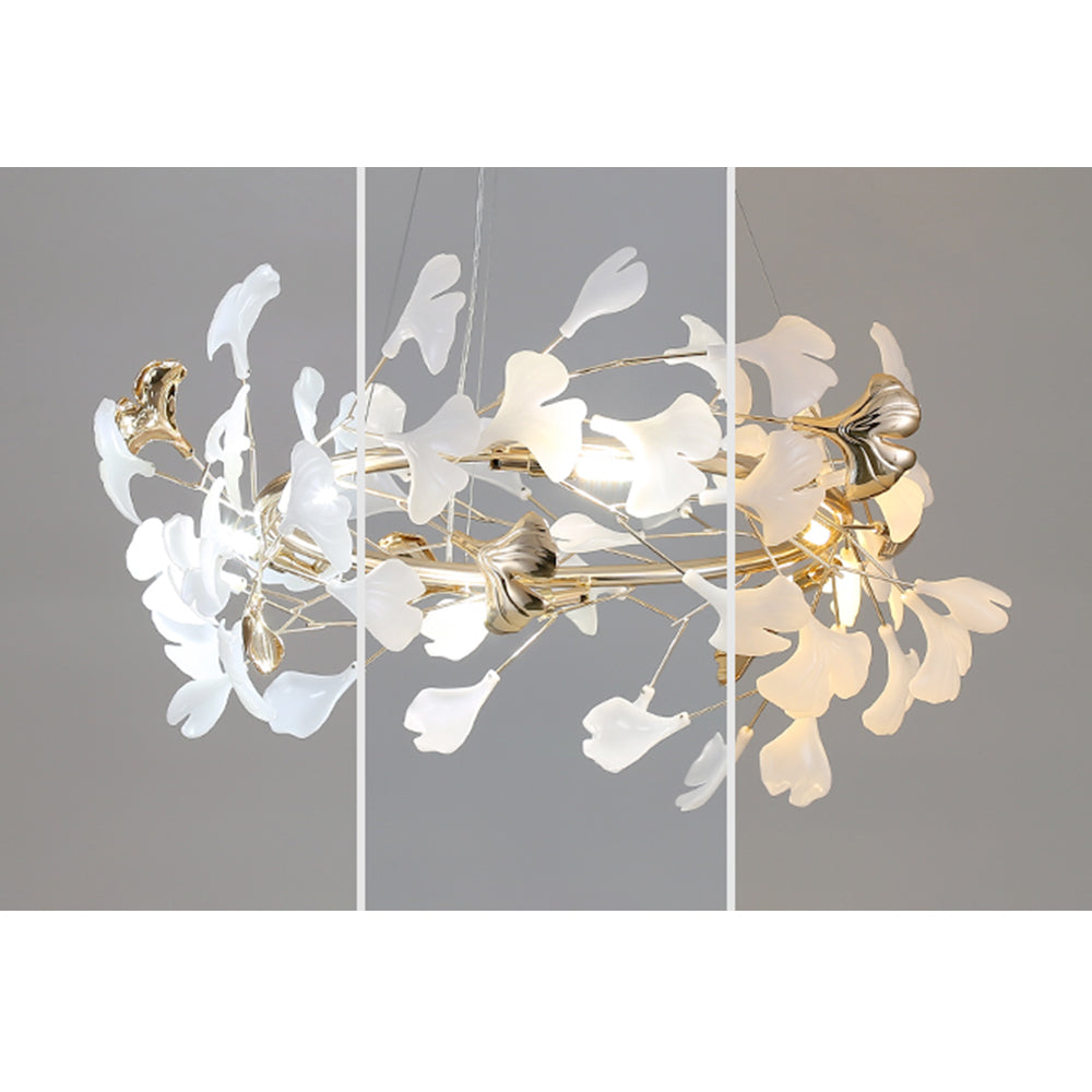 Olivia candelabru modern în Formă de Petală din metal cu Frunză de Ginkgo, auriu