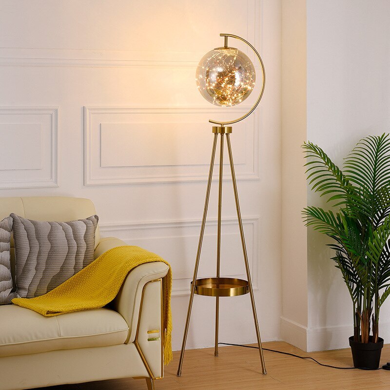 Kady lampadar modern cu Glob din sticlă și Stele, auriu