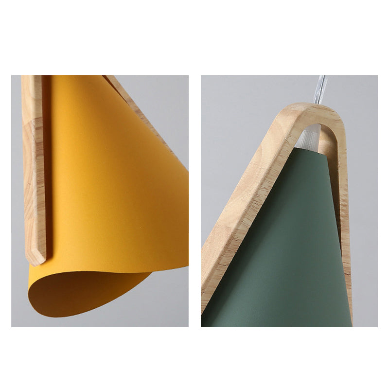 Valentina lampă suspendată modernă Conic, lemn/metal