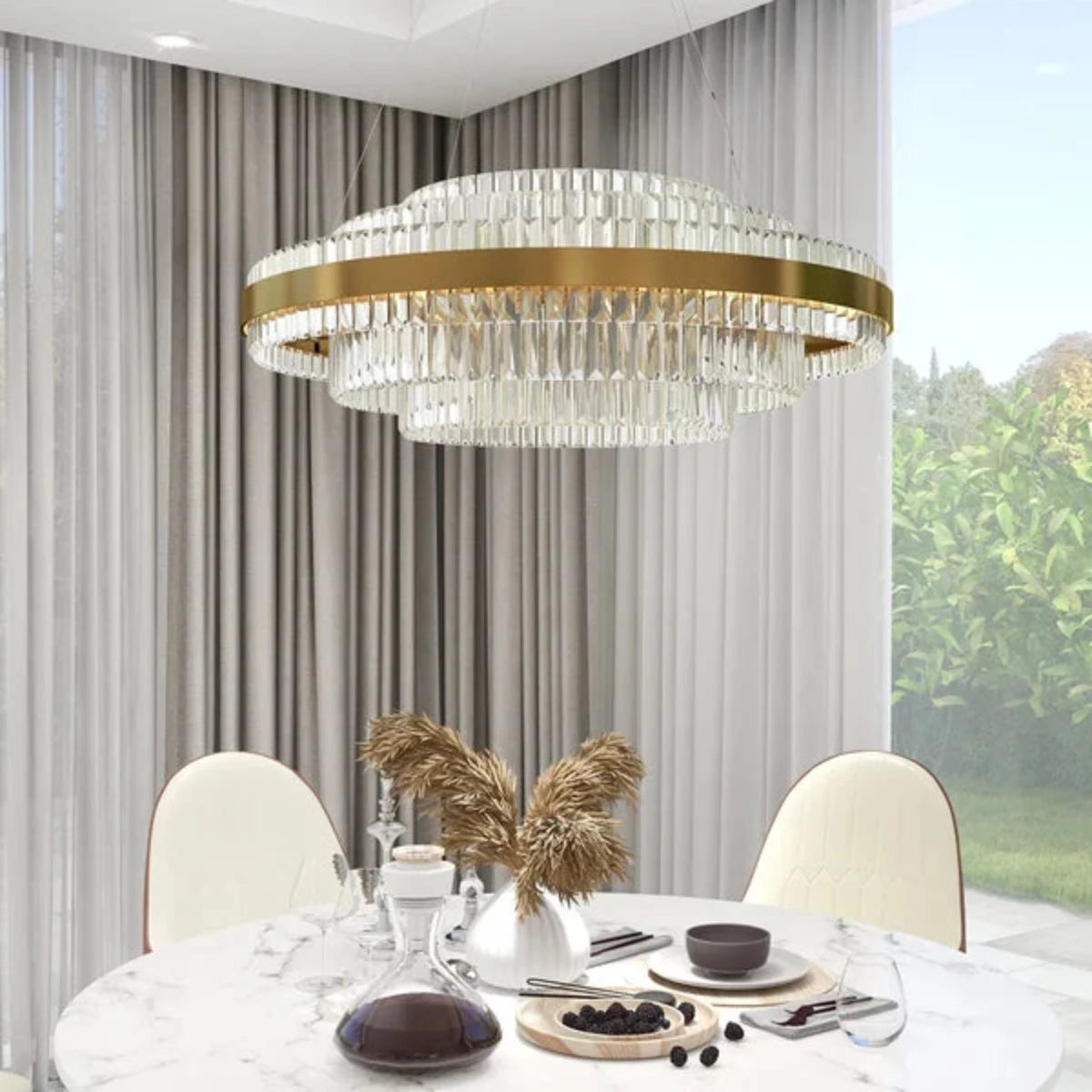Kristy candelabru modern cu Straturi din cristal LED în alamă pentru living