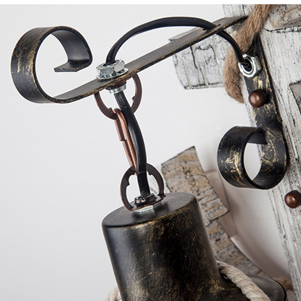 Epoch Anchor Lantern aplică de perete, Vintage/Antique, lemn, dormitor, cu finisaj antichizat