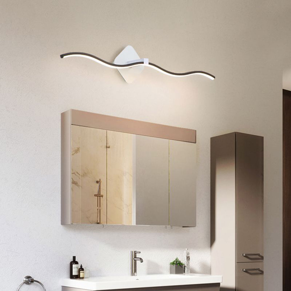 Arisha aplică de perete minimalistă cu Formă Unde Lineară, metal negru/alb