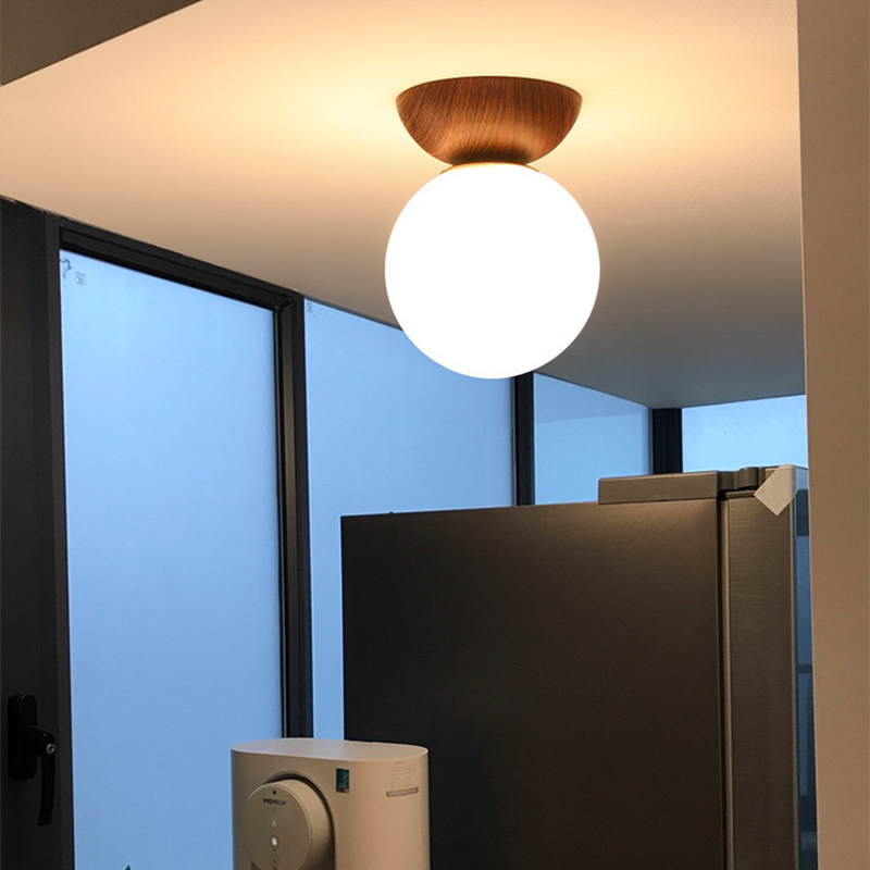 Valentina lampă suspendată Nordic Japanese Globe LED plafonieră/suspendată metal sticlă dormitor, Burlywood