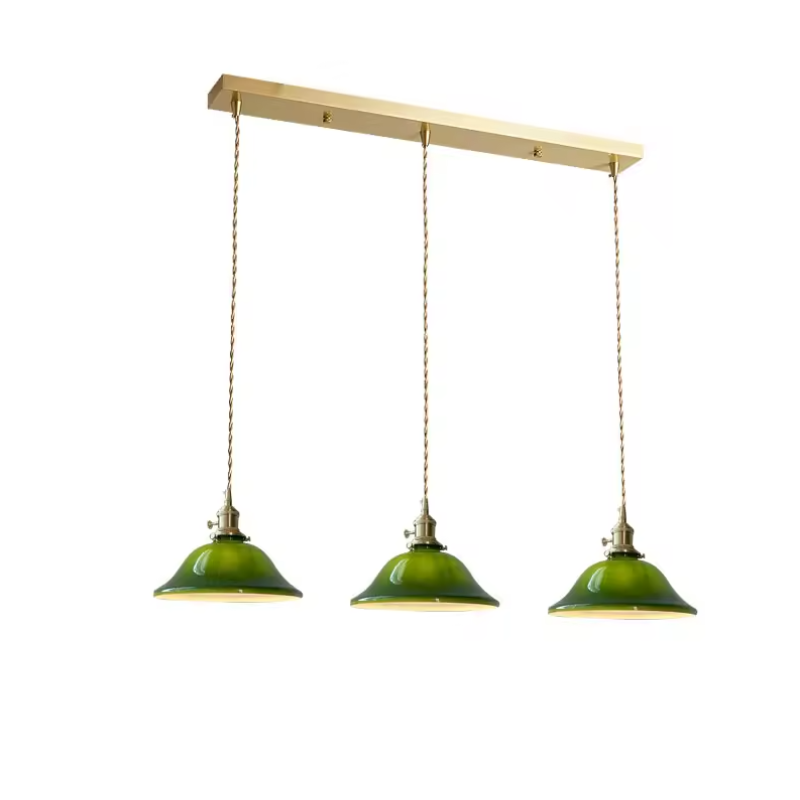 Valentina lampă suspendată verde din cupru și sticlă, rustică, vintage, LED, pentru sufragerie