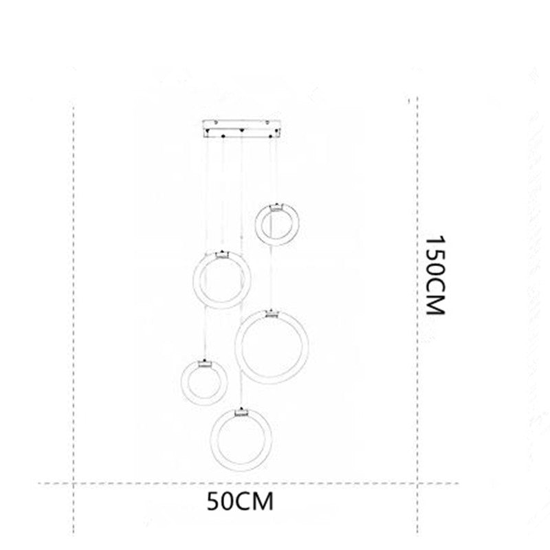 Arisha lampă suspendată minimalistă cu inele metalice