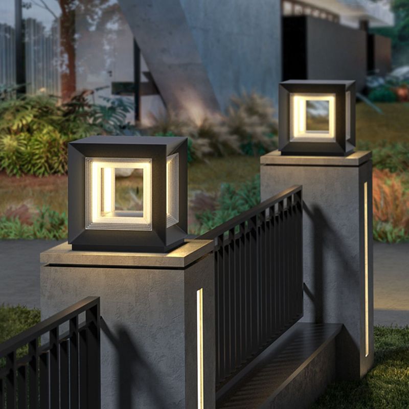 Ray lampă suspendată contemporană LED din metal pentru exterior, neagră
