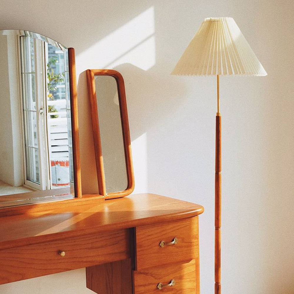 Ozawa lampadar cu plisuri din lemn natural, 2 Culoare
