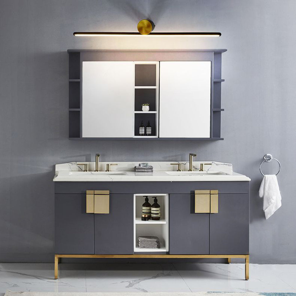 Arisha modern metal Linear oglindă oglindă aplică de perete, negru/alb