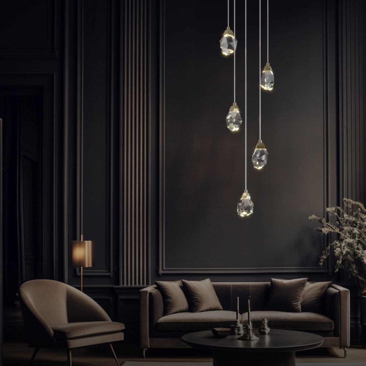 Kristy Design lampă suspendată din sticlă sferică și metal, culoare aurie