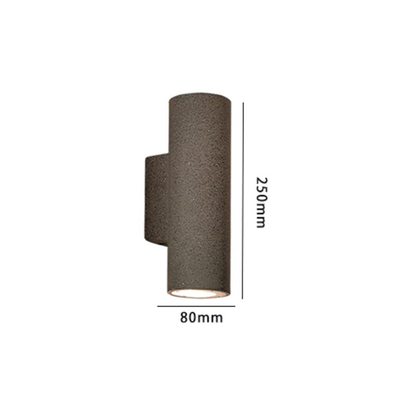 Ray aplică de perete pentru exterior minimalist cilindric cu două surse de lumină din ciment, negru/alb