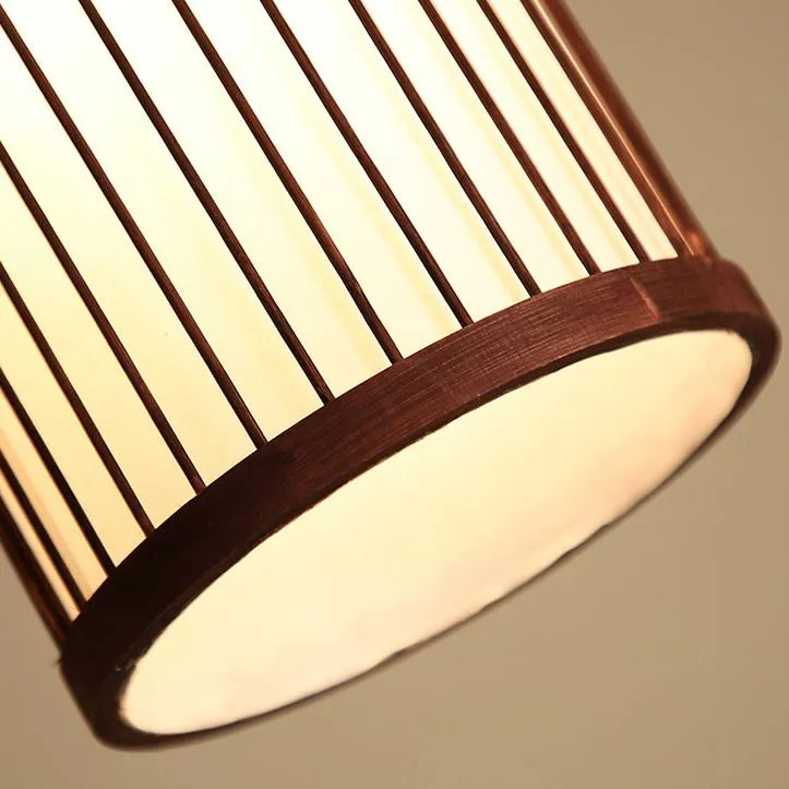 Ritta Weave Cylinder lampă suspendată, Culoare: Café/lemn, Material: metal/bambus